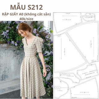Rập giấy a0 đầm xoè tay bồng mã s212