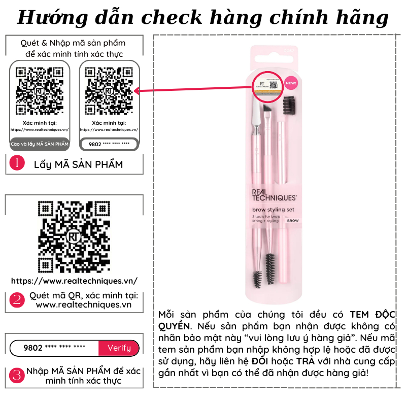 Set cọ mắt Real Techniques 3pcs Brow Styling Set