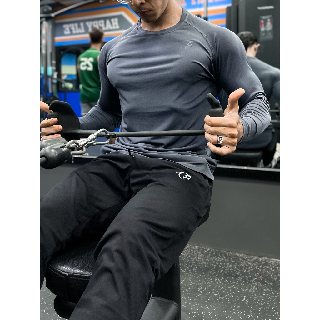 Áo thể thao tập gym nam Gymlab dài tay, Áo tay dài giữ nhiệt, form fit vải poly thoáng mát