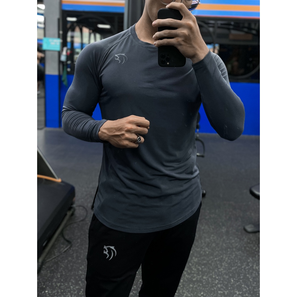 Áo thể thao tập gym nam Gymlab dài tay, Áo tay dài giữ nhiệt, form fit vải poly thoáng mát