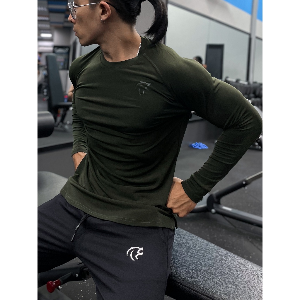 Áo thể thao tập gym nam Gymlab dài tay, Áo tay dài giữ nhiệt, form fit vải poly thoáng mát