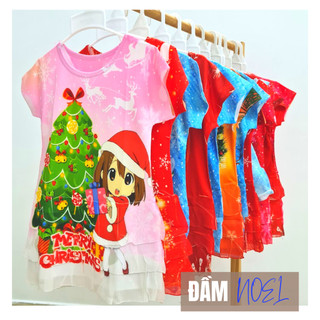 Váy Noel cho bé gái hình Elsa Pony Peppa Doremon (hàng đặt 3 ngày), đầm thun mềm mịn thoáng mát đón Giáng Sinh