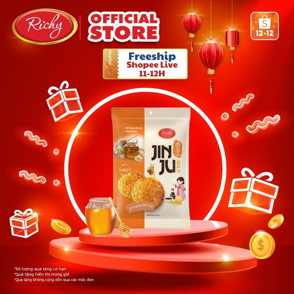Bánh gạo Richy Jinju Gold hương vị Ganjang mật ong 100g
