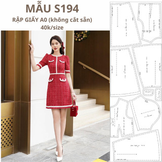 Rập giấy a0 đầm dáng a 2 lớp mã s194
