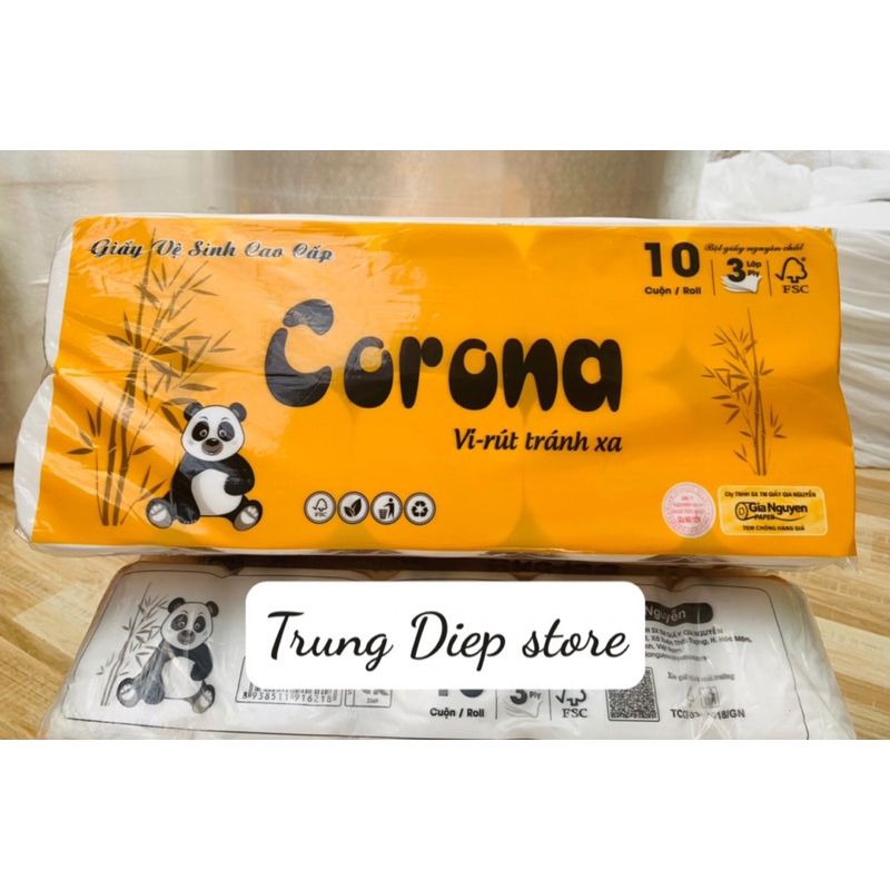 Giá sỉ 1 bành 10 bịch giấy vệ sinh Corona không lõi 10 cuộn 3 lớp