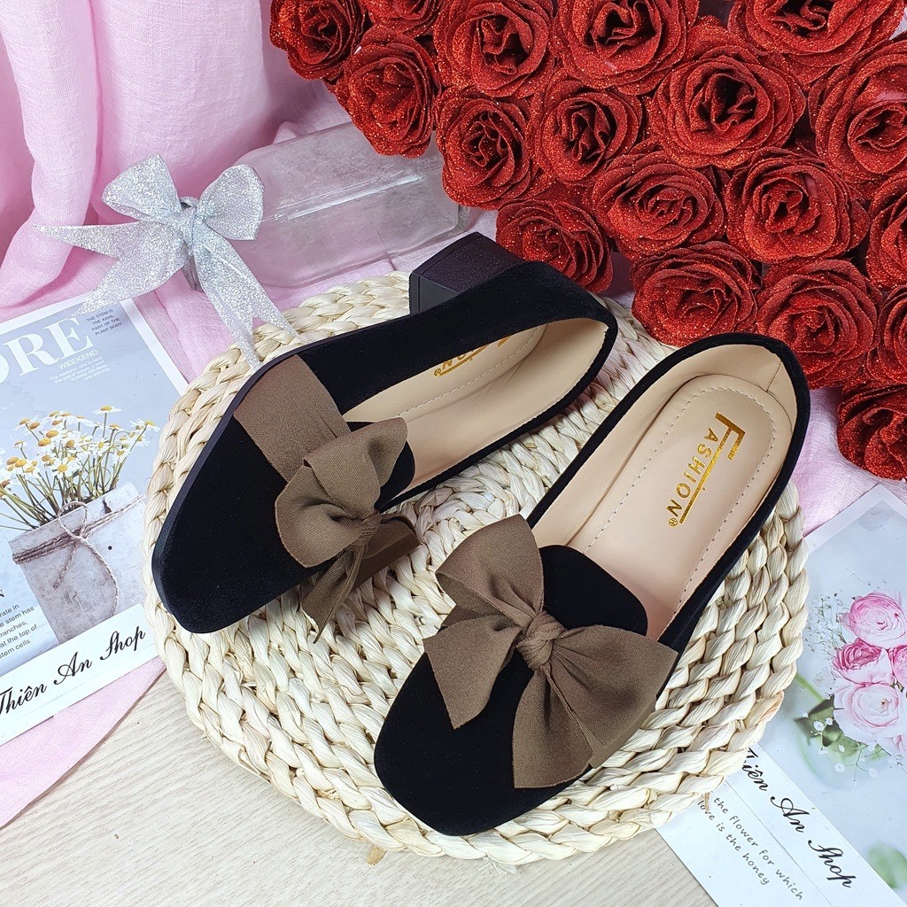 Giày búp bê thời trang Hàn Quốc thiết kế mũi tròn đế cao 2 phân