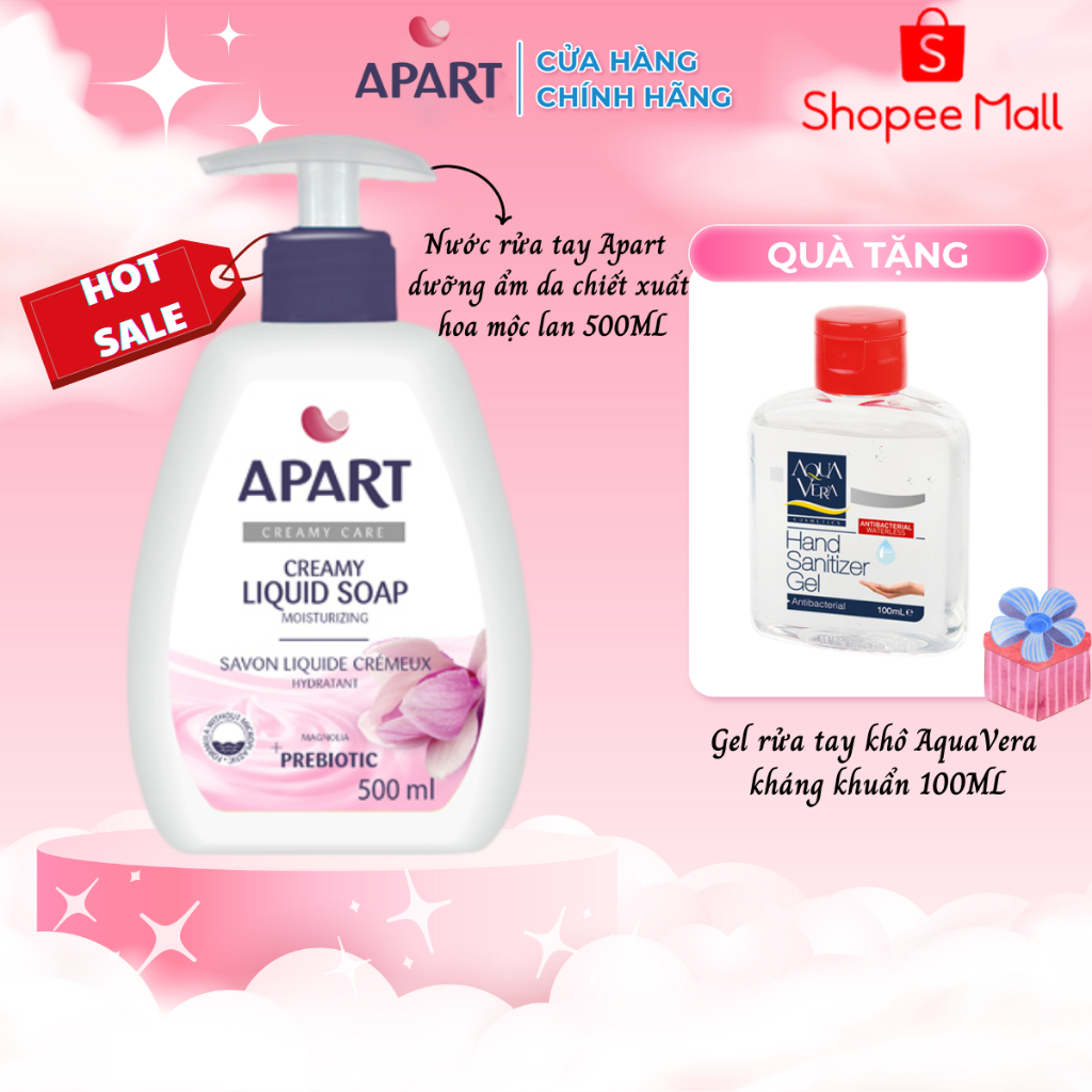 Nước rửa tay dưỡng ẩm da Apart chiết xuất hoa mộc lan 500ML