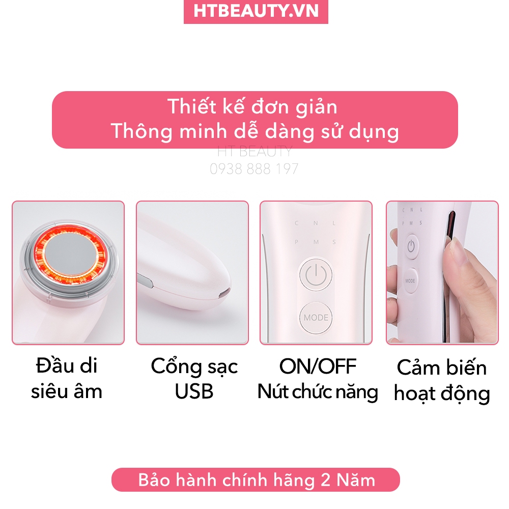 Máy điện di tinh chất đa năng 6 in1, Nâng cơ EMS và  trẻ hoá NanoTime F65U HTBeauty làm sạch sâu, hấp thụ dưỡng chất