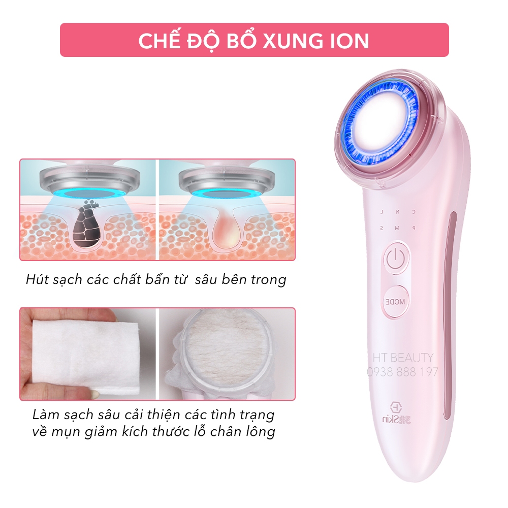 Máy điện di tinh chất đa năng 6 in1, Nâng cơ EMS và  trẻ hoá NanoTime F65U HTBeauty làm sạch sâu, hấp thụ dưỡng chất