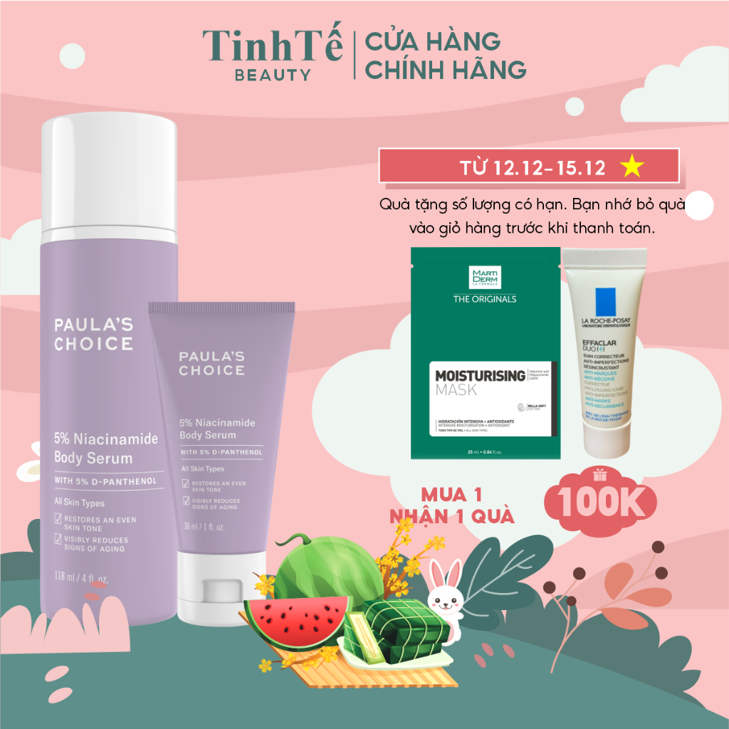 Serum làm đều mầu da thu nhỏ lỗ chân lông giảm dầu thừa Paula's Choice 5% niacinamide body serum 30ML/118ML