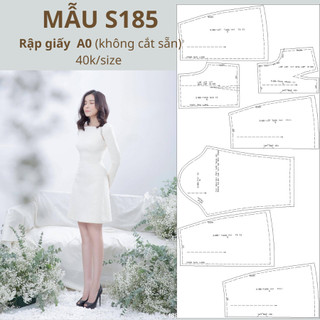 Rập giấy a0 váy dài tay dáng a mã s185
