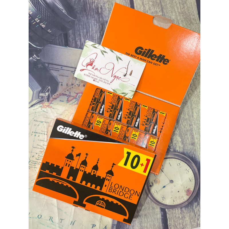 Dao lam Gillette cam london bridge hộp 100 lưỡi cạo mặt tóc nam nữ barber 💝💝 chuyên dụng😍😘