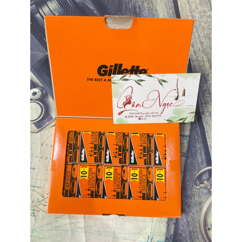 Dao lam Gillette cam london bridge hộp 100 lưỡi cạo mặt tóc nam nữ barber 💝💝 chuyên dụng😍😘