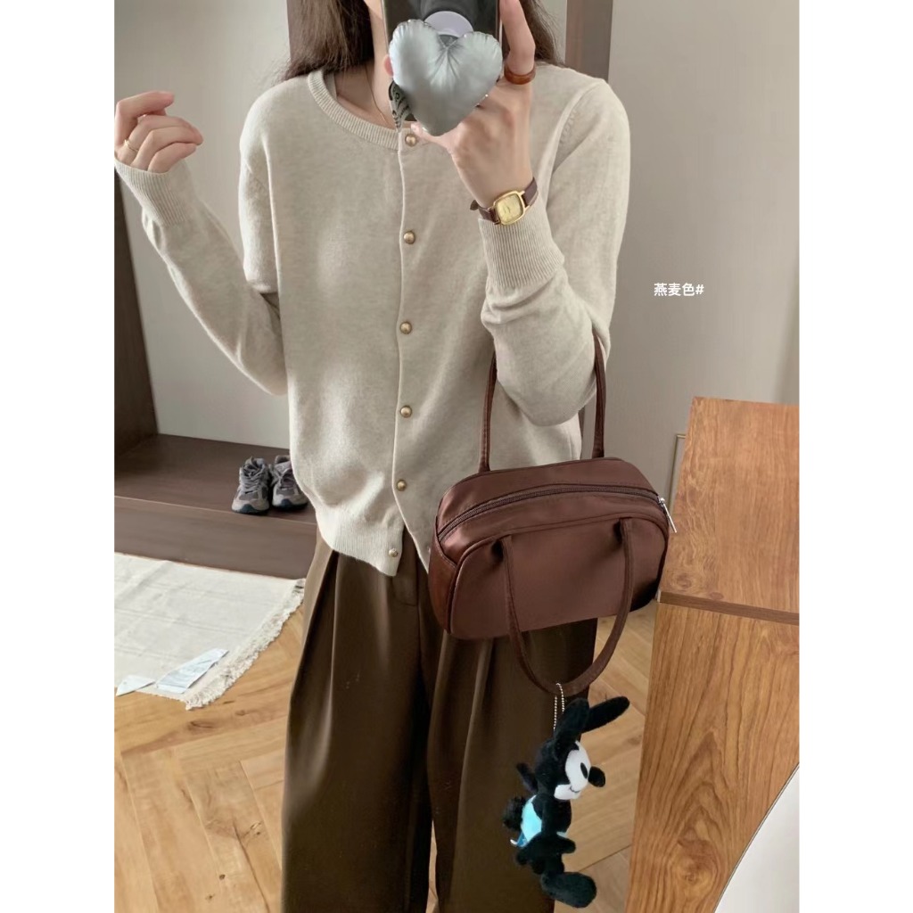 Áo len cardigan nữ mỏng cổ tròn len mịn mỏng nhẹ cài khuy trước phong cách hàn quốc CALIE AL131