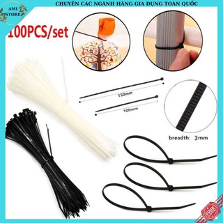 Dây rút nhựa đen trắng bọc 100 dây 150 x 2.5mm a136