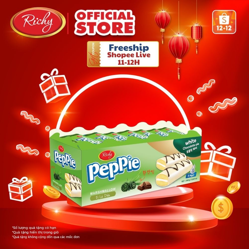 Bánh Peppie Richy Khay 360g Vị Lá Dứa