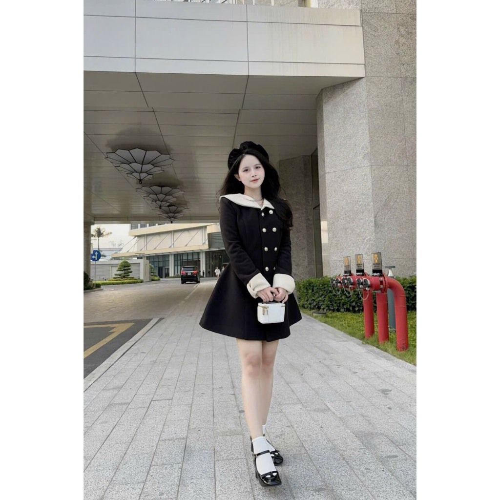 BASIC.CHIC Váy dạ phối cổ siêu xinh