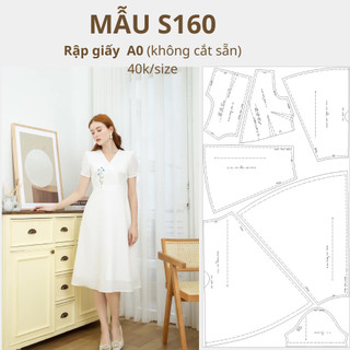 Rập giấy a0 đầm xoè 2 lớp mã s160