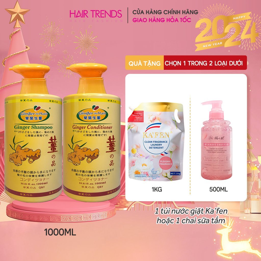 COMBO Cặp gội- xả gừng tươi Nhật Bản Giảm Gàu, Giảm Rụng Tóc