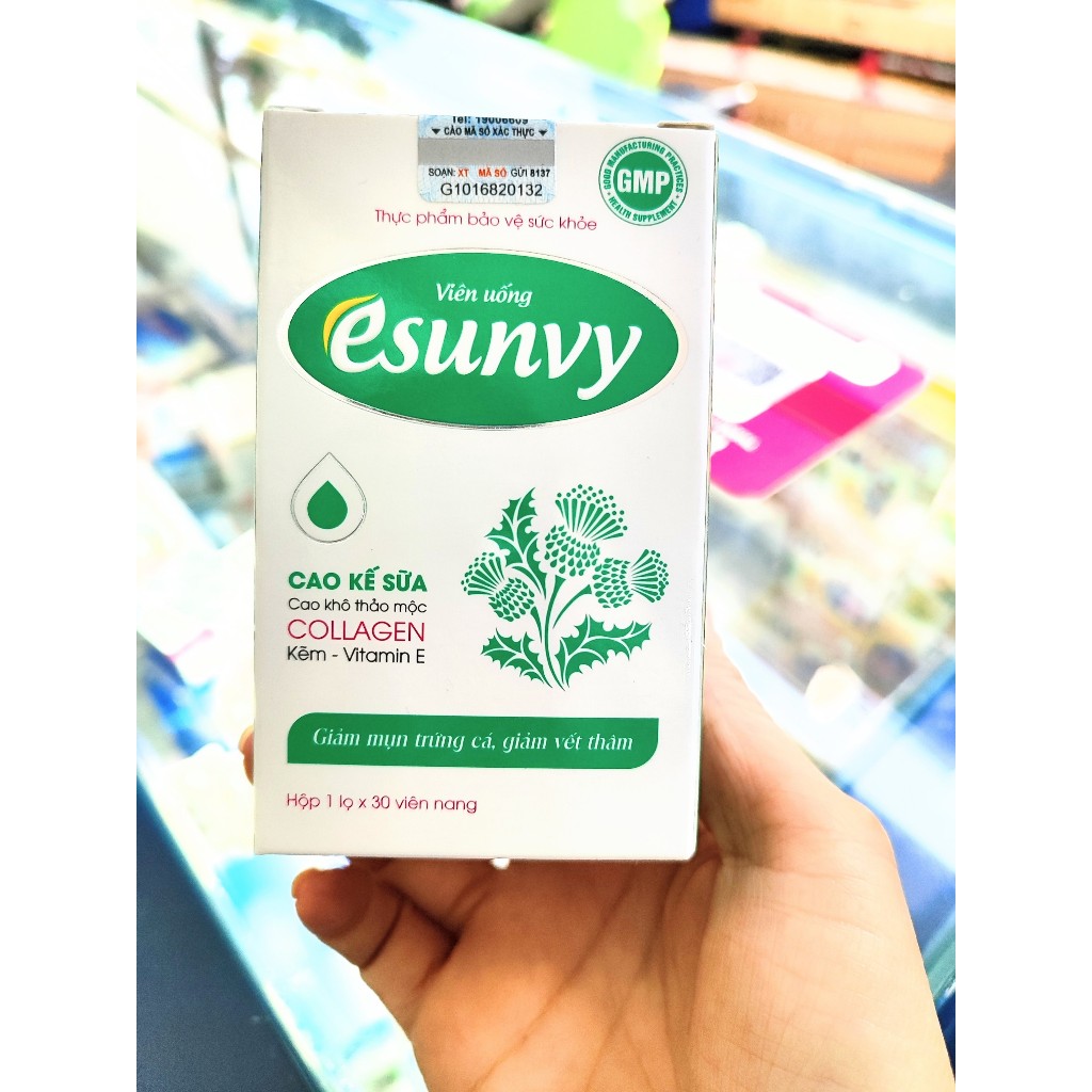 Viên Uống Giảm Mụn Esunvy Giúp Sáng Da, Ngừa Thâm và Điều Tiết Bã Nhờn, Thanh Nhiệt, Chiết Xuất Thiên Nhiên Hộp 30 Viên
