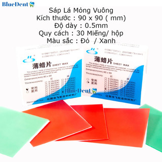 Sáp lá đỏ vuông , sáp lá mỏng 0.5mm vuông 90 x 90 mm labo nha khoa