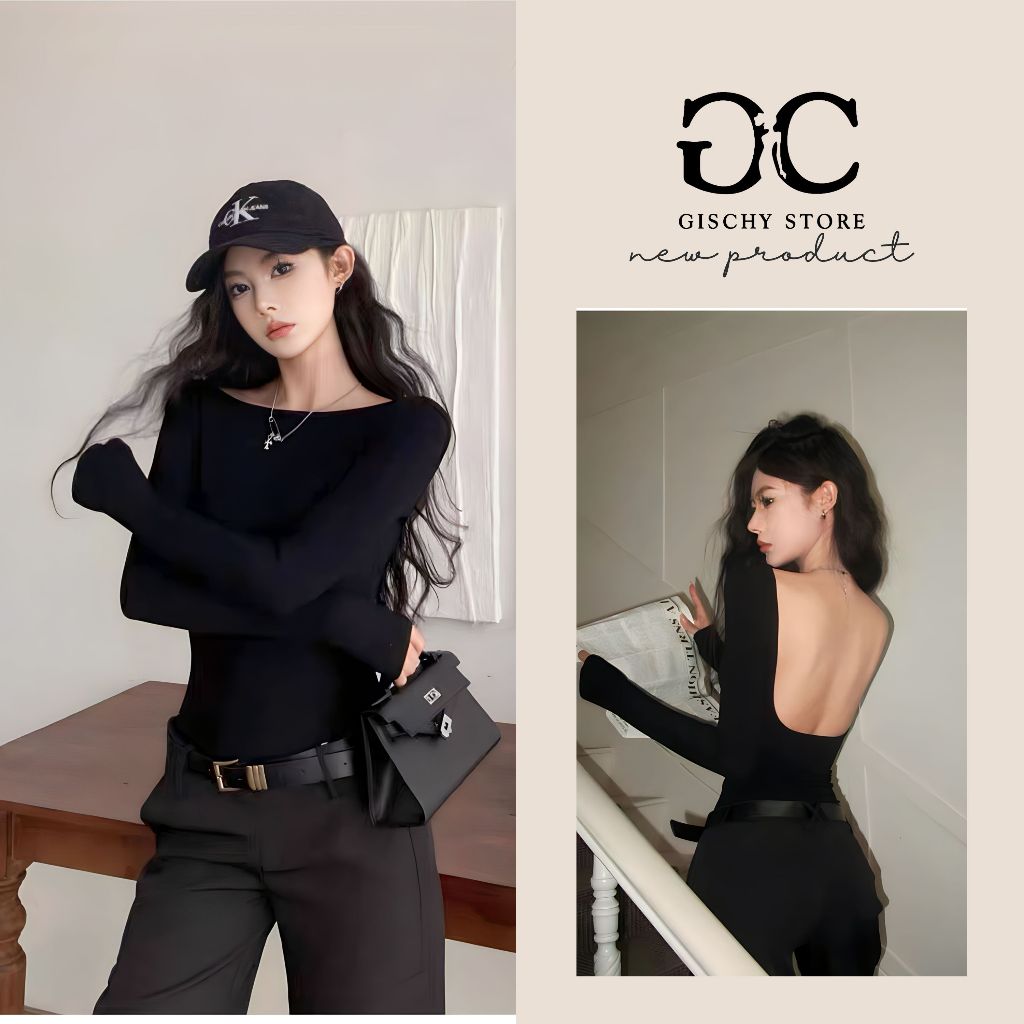  Bodysuit Tay Dài Hở Lưng GISCHY Kiểu Dáng Ôm Sát Tôn Body Áo Liền Thân Khoét Eo Cao Chất Thun Tăm Co Giãn - BS01 