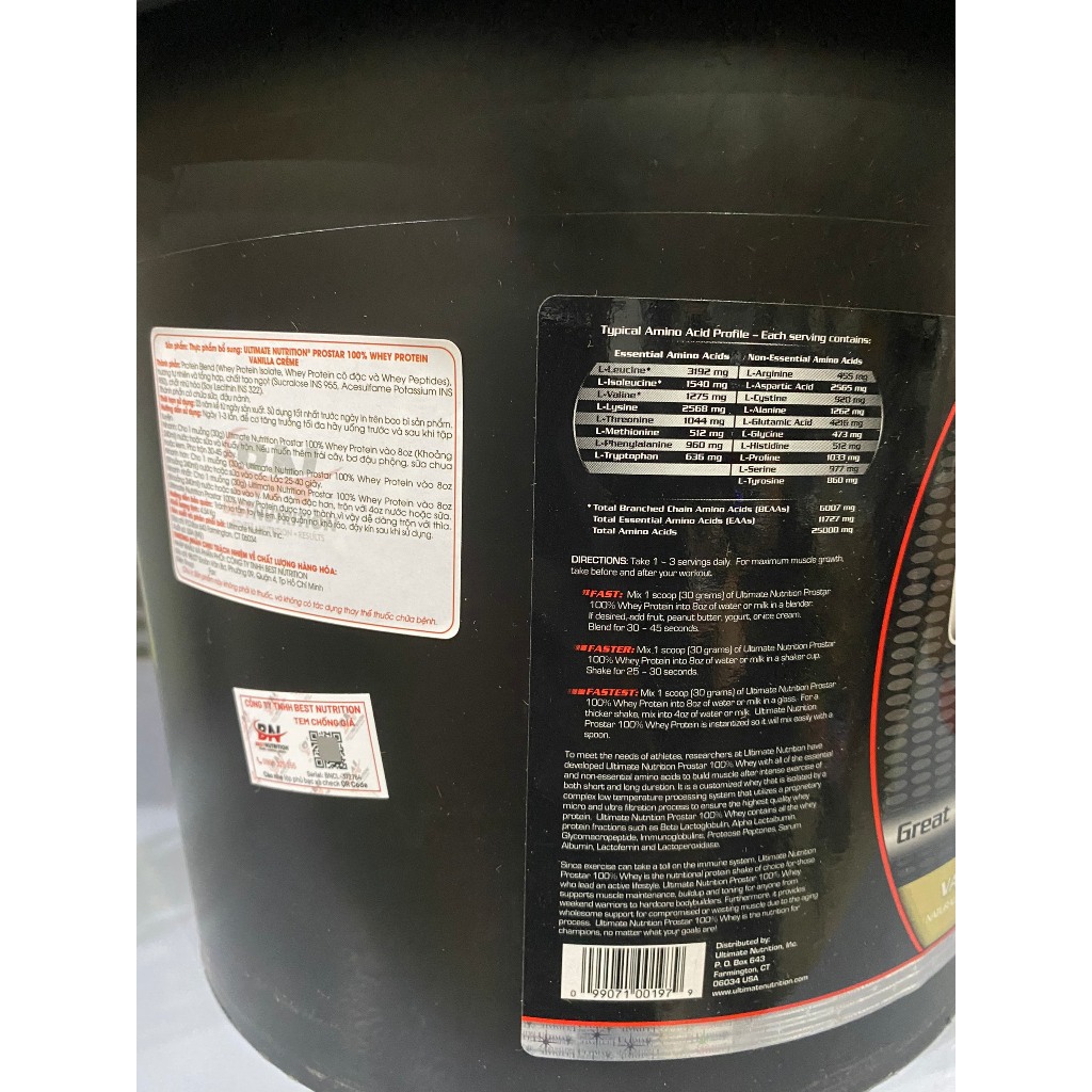 Bột đạm dinh dưỡng thể thao thể hình PROSTAR 100% WHEY 10LBS  hỗ trợ tăng cơ từ thương hiệu ULTIMATE NUTRITION
