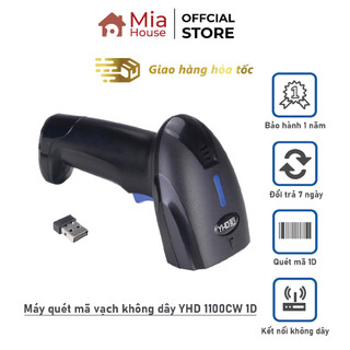 Máy quét mã vạch không dây YHD 1100CW 1D kết nối đầu thu USB không dây dùng trên Máy tính, Laptop
