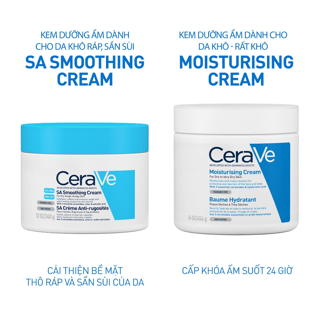 Kem dưỡng ẩm dành cho da nhạy cảm CeraVe SA Smoothing Cream 340g ( HSD 01.02.2025)