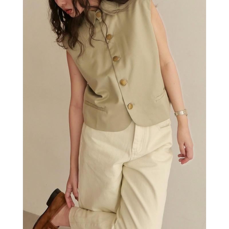 DE PLAGE - ÁO WAISTCOAT NÚT ĐỒNG