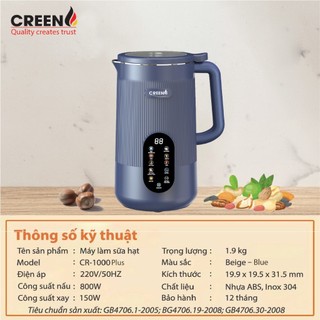 Máy làm sữa hạt CREEN CR-1000ml