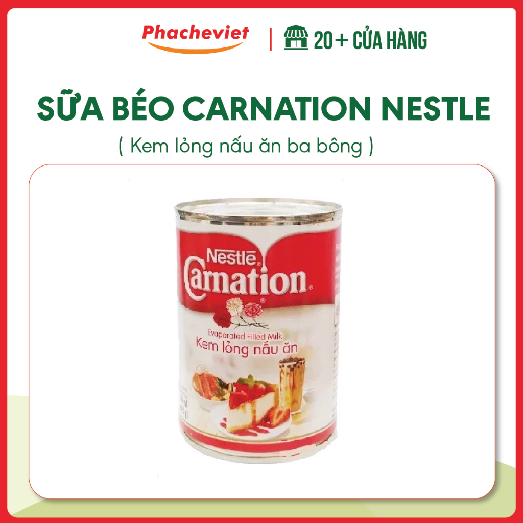 Sữa Béo Carnation 405g & 385g (Kem lỏng nấu ăn ba bông)