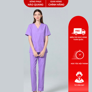 Bộ Scrubs bác sĩ Hào Quang màu tím huế cao cấp