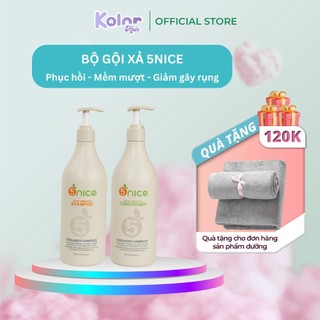 Cặp gội xả COLLAGEN 5NICE KERATIN 750ml phục hồi tóc nhuộm hư tổn khô xơ, Dầu gội giảm rụng tóc, ngăn ngừa gàu