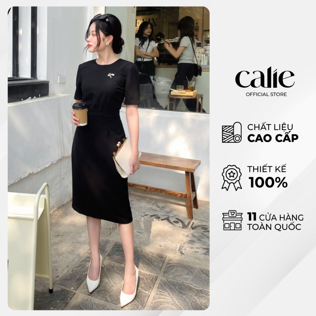 Váy midi dáng bút chì tôn dáng cut out eo Calie VM082