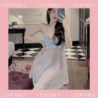 Váy ngủ voan xuyên thấu kèm chip sexy the celynbra - v79