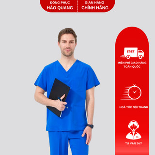Bộ Scrubs bác sĩ Hào Quang màu xanh đoàn hàng phổ thông