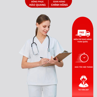 Bộ Scrubs bác sĩ Hào Quang MÀU TRẮNG