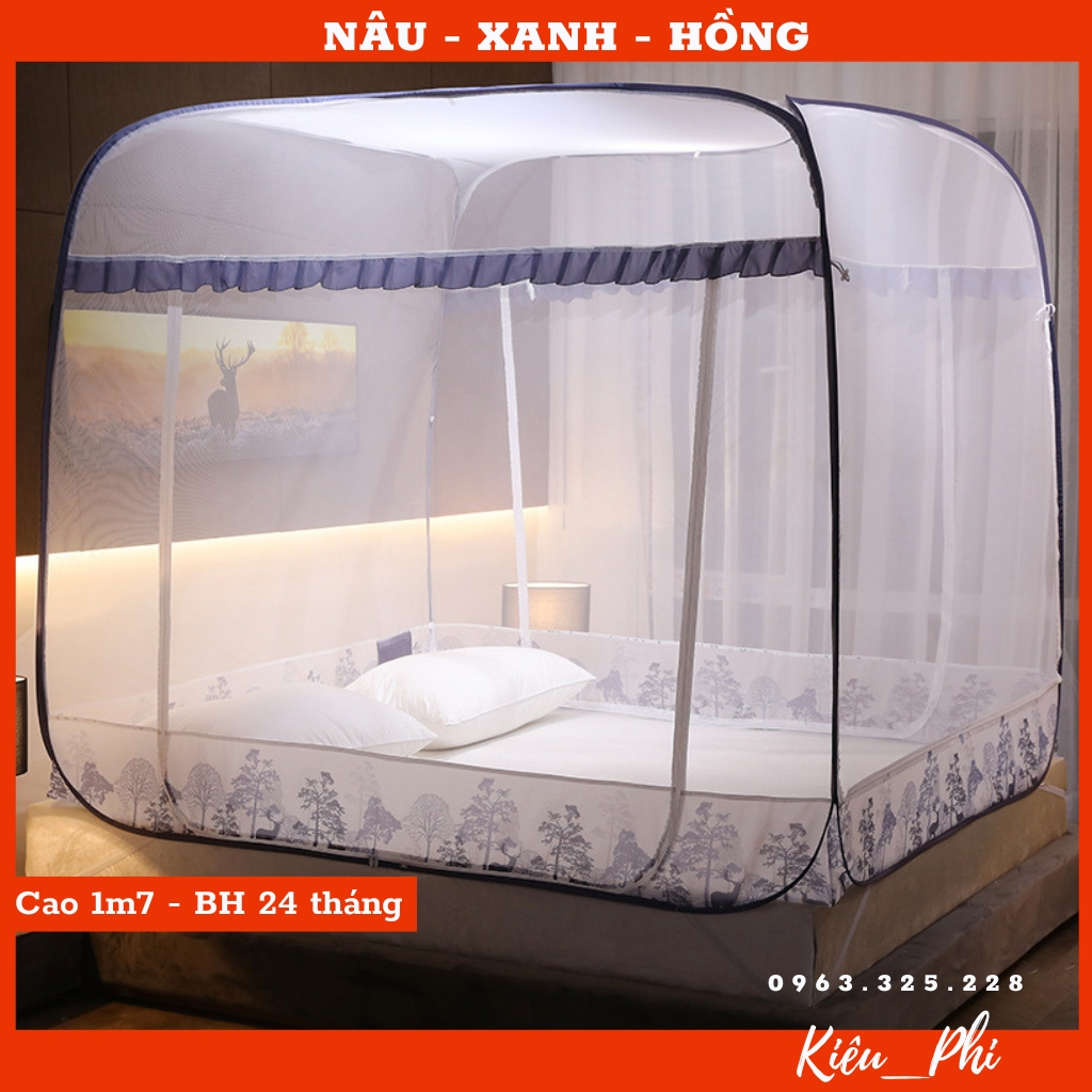 Màn chụp tự bung ngủ đỉnh vuông ⚡LOẠI 1 ⚡ Mẫu mùng chụp tự bung người lớn chống muỗi gấp gọn tiện dụng