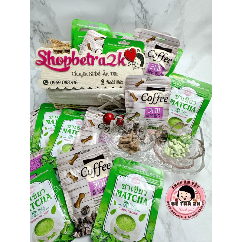 Kẹo xê matcha hình xương chó cute