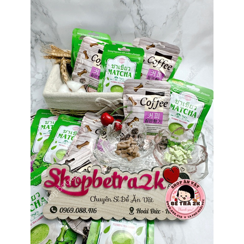 Kẹo xê matcha hình xương chó cute