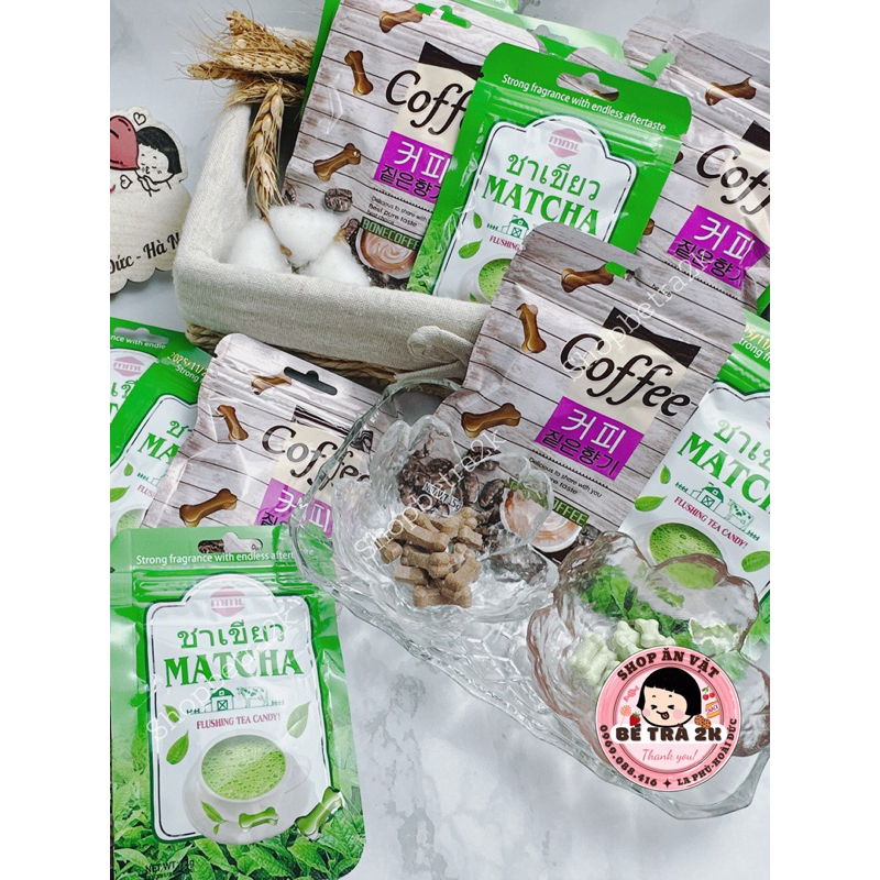Kẹo xê matcha hình xương chó cute
