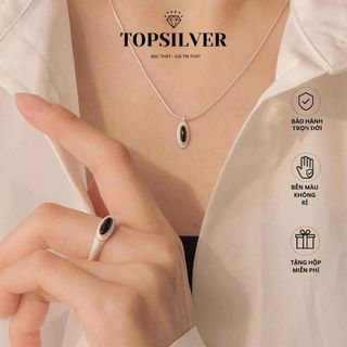 Bộ dây chuyền + nhẫn bạc 925 mặt đá mã não phong cách đơn giản thanh lịchtopsilver