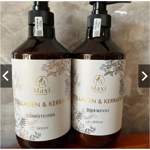 Bộ Dầu Gội Xả MAXI Dưỡng Ẩm Tóc Siêu Mượt, Phục Hồi Tóc Hư Tổn 800ml