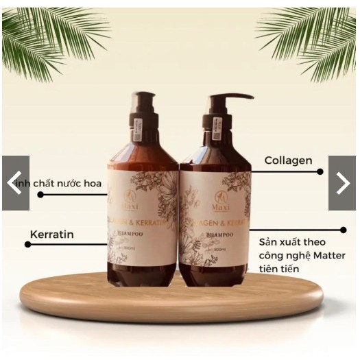 Bộ Dầu Gội Xả MAXI Dưỡng Ẩm Tóc Siêu Mượt, Phục Hồi Tóc Hư Tổn 800ml