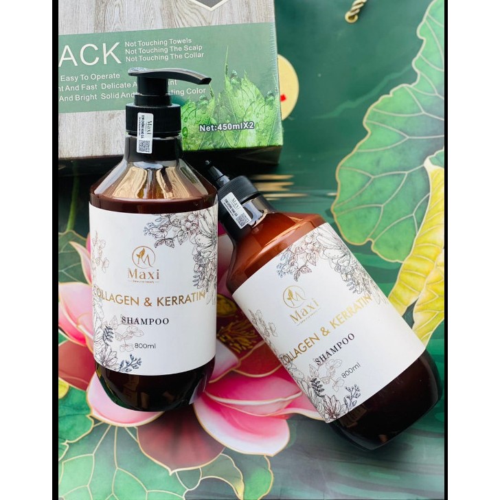 Bộ Dầu Gội Xả MAXI Dưỡng Ẩm Tóc Siêu Mượt, Phục Hồi Tóc Hư Tổn 800ml