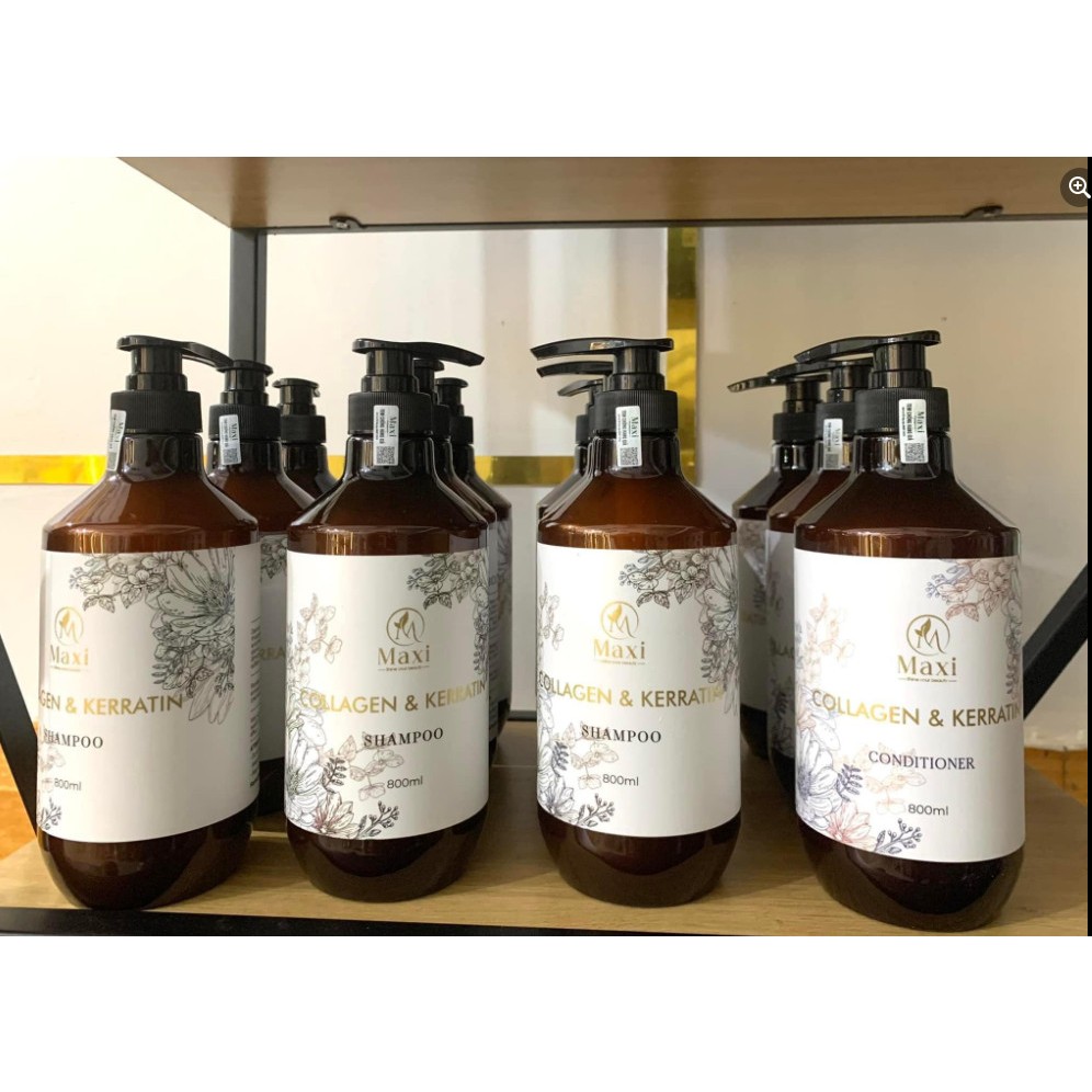 Bộ Dầu Gội Xả MAXI Dưỡng Ẩm Tóc Siêu Mượt, Phục Hồi Tóc Hư Tổn 800ml