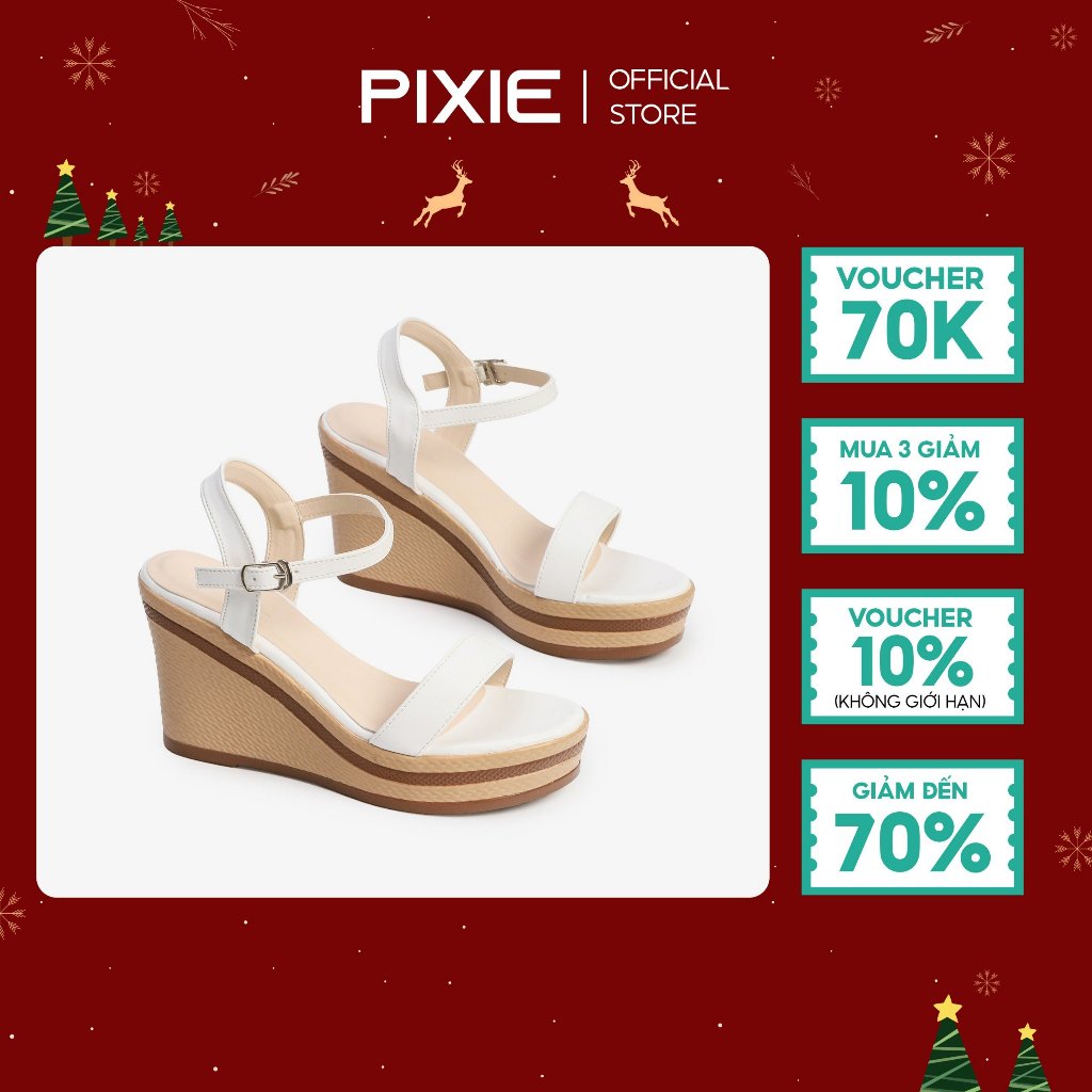 Giày Sandal Đế Xuồng 9cm Quai Ngang H100 Pixie