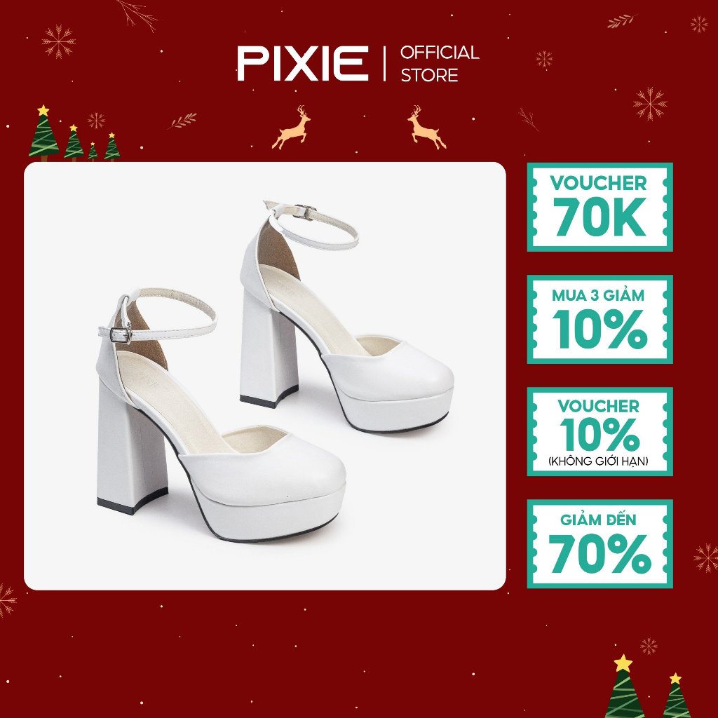 Giày Cao Gót Mary Jane Đúp 12cm Bít Mũi Quai Hậu E150 Pixie