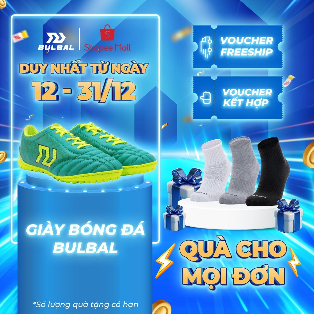 Giày Bóng Đá Cỏ Nhân Tạo Bulbal Entry TF FB01, Chất Liệu Vân PU Lục Giác Form Chuẩn Người Việt